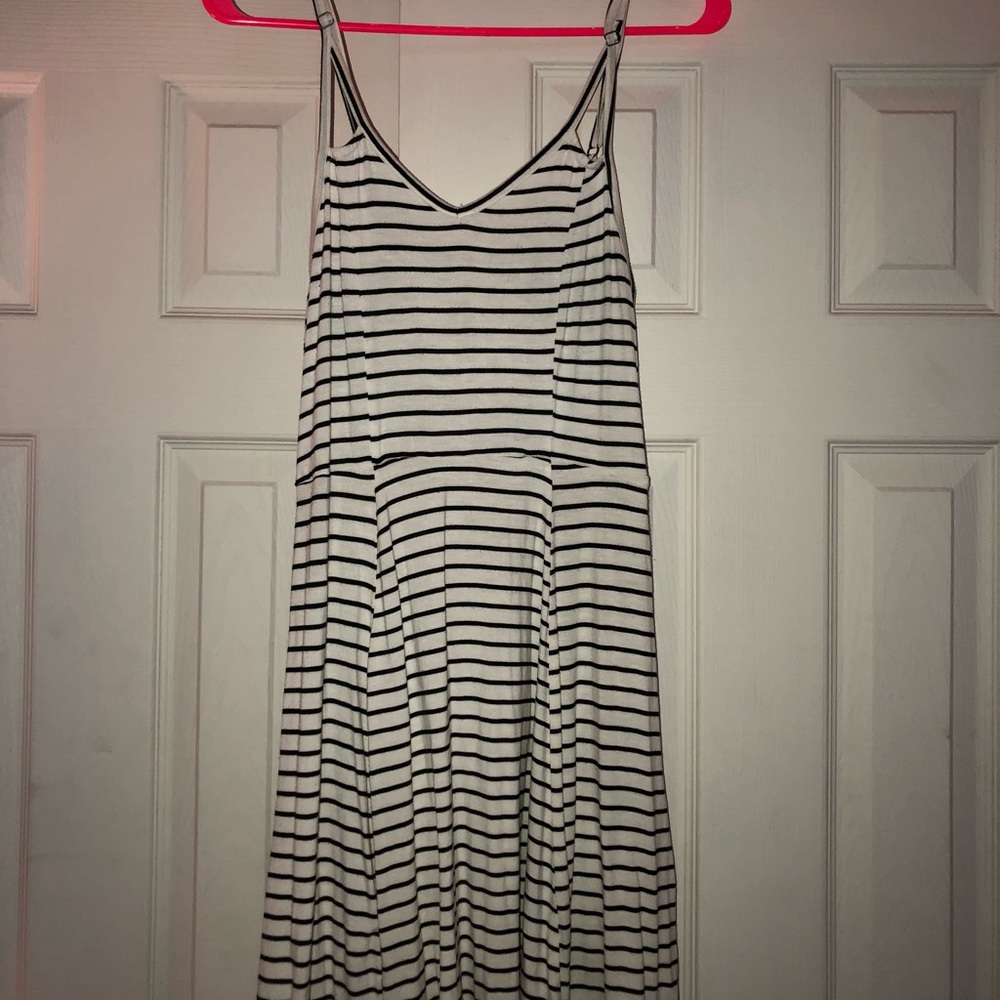 Black and white striped dress